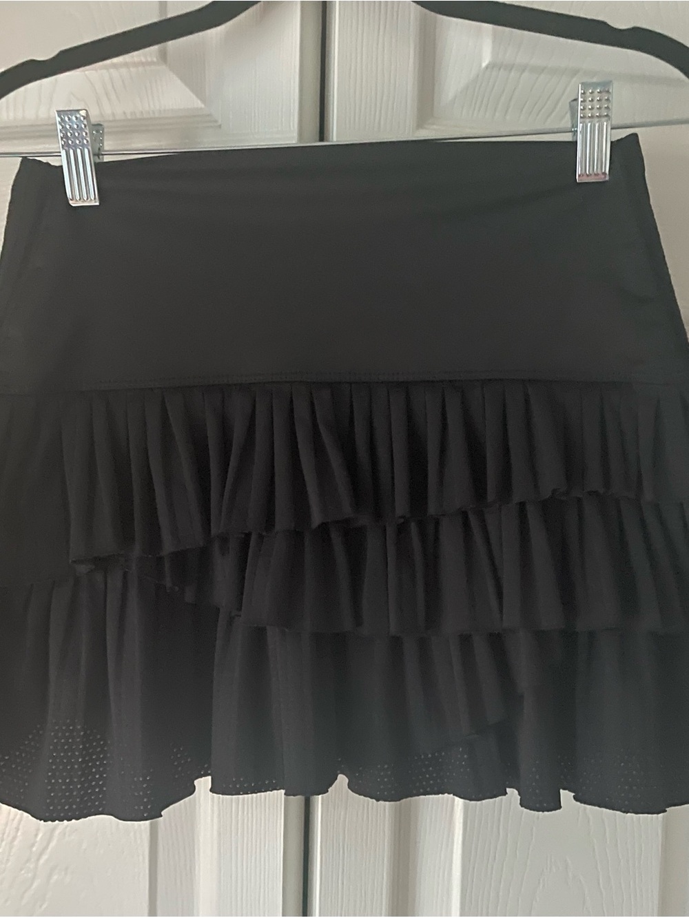 Lucky in Love Black Tiered Ruffle Tennis Skirt with Built-in Shorts